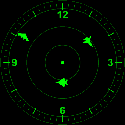Clock display — military aircraft as the hands