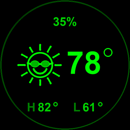 Weather display with animated conditions