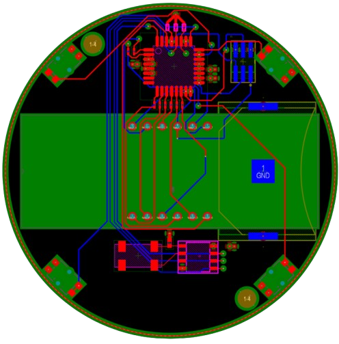 Timepiece — 4-layer PCB layout, circular form factor